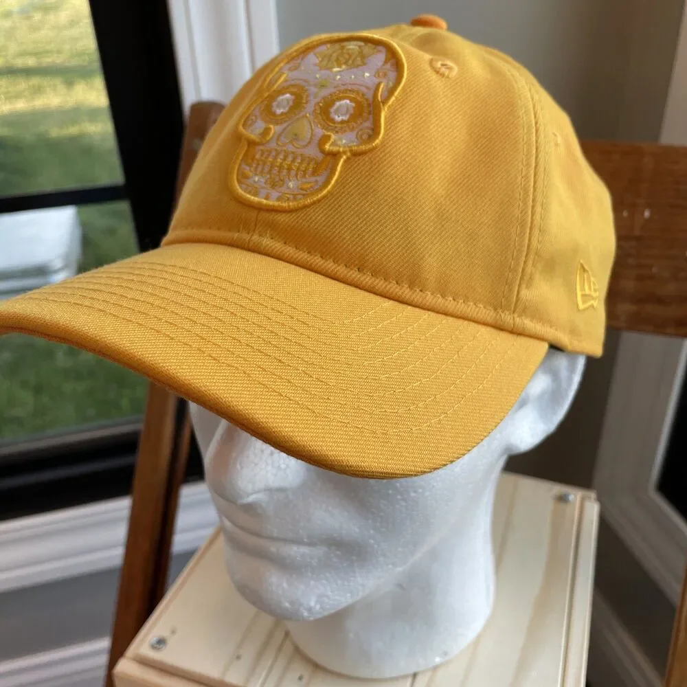 New Era Muertos Yellow Sugar Skull Hat; 9Twenty Adjustable; Cap